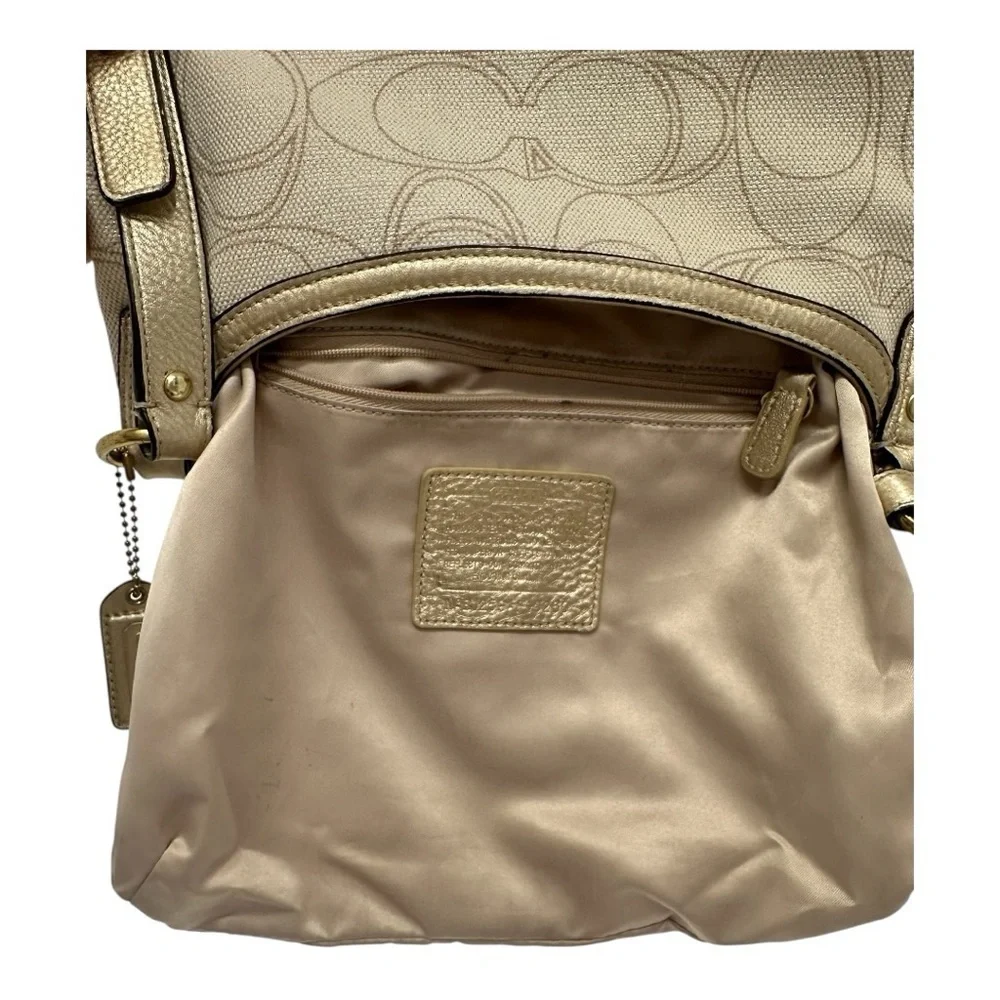 Coach Vintage Penelope Signature Crossbody Bag F19260 Linen Gold Metallic Y2K